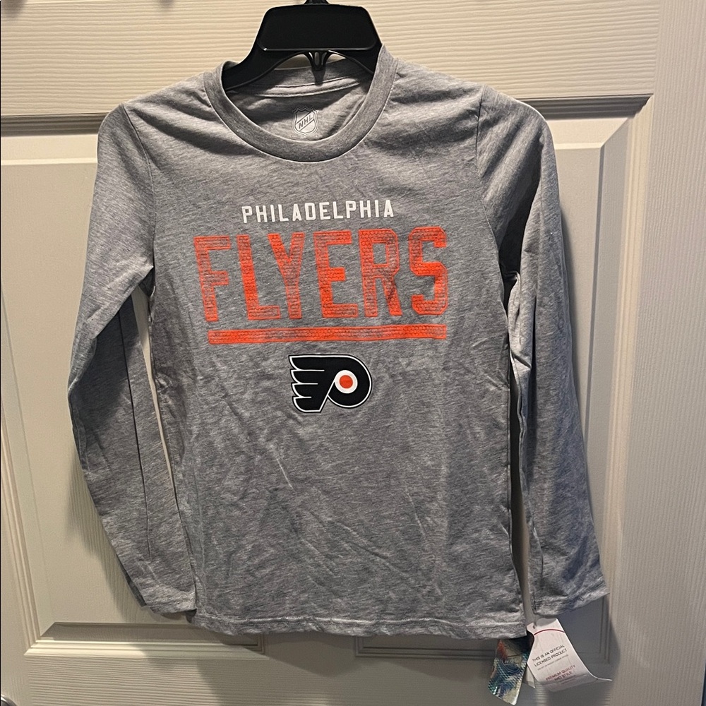 NHL Philadelphia Flyers Kids Gray and Orange Long Sleeve Tee